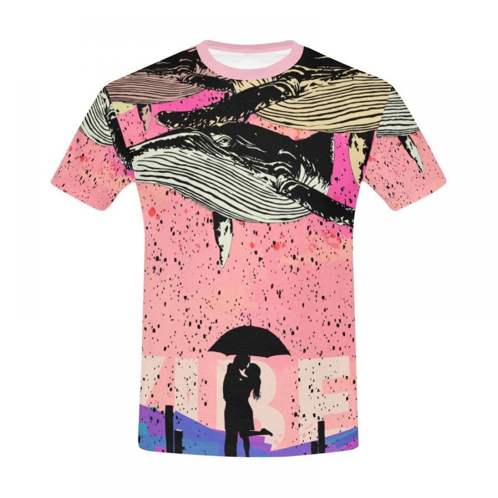 Bărbătească Street Artă Whale Love Mood Tricou Scurt