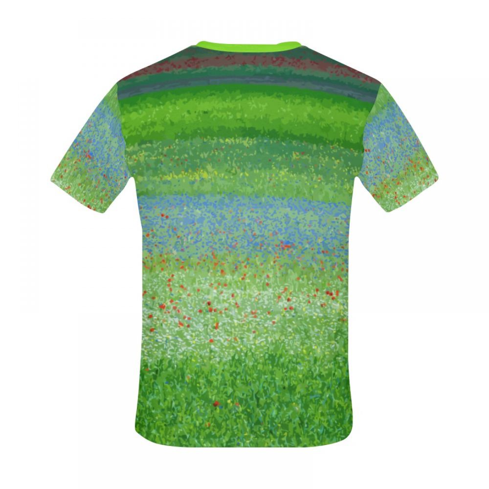 Bărbătească Artă Verde Flori De La țară Tricou Scurt