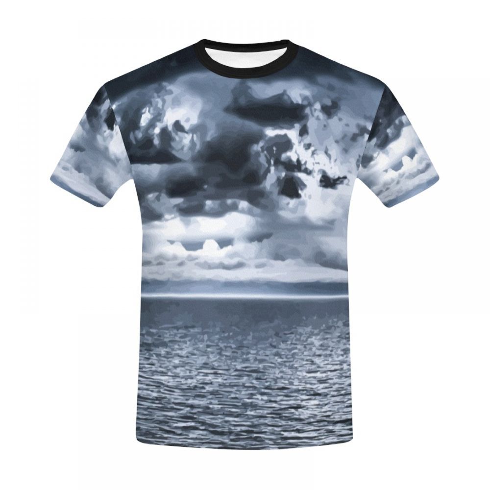 Bărbătească Artă Ocean Înnorat Tricou Scurt