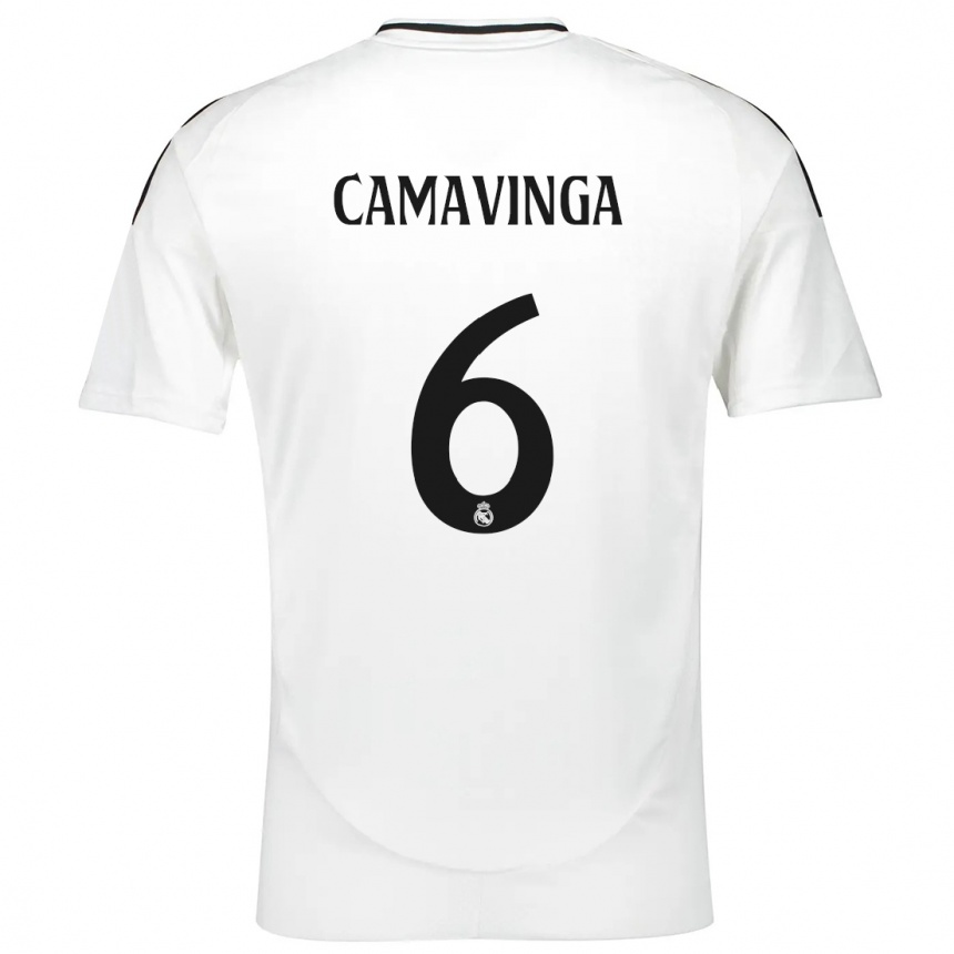 Copil Eduardo Camavinga #6 Alb Acasă Tricou 2024/25 Tricouri