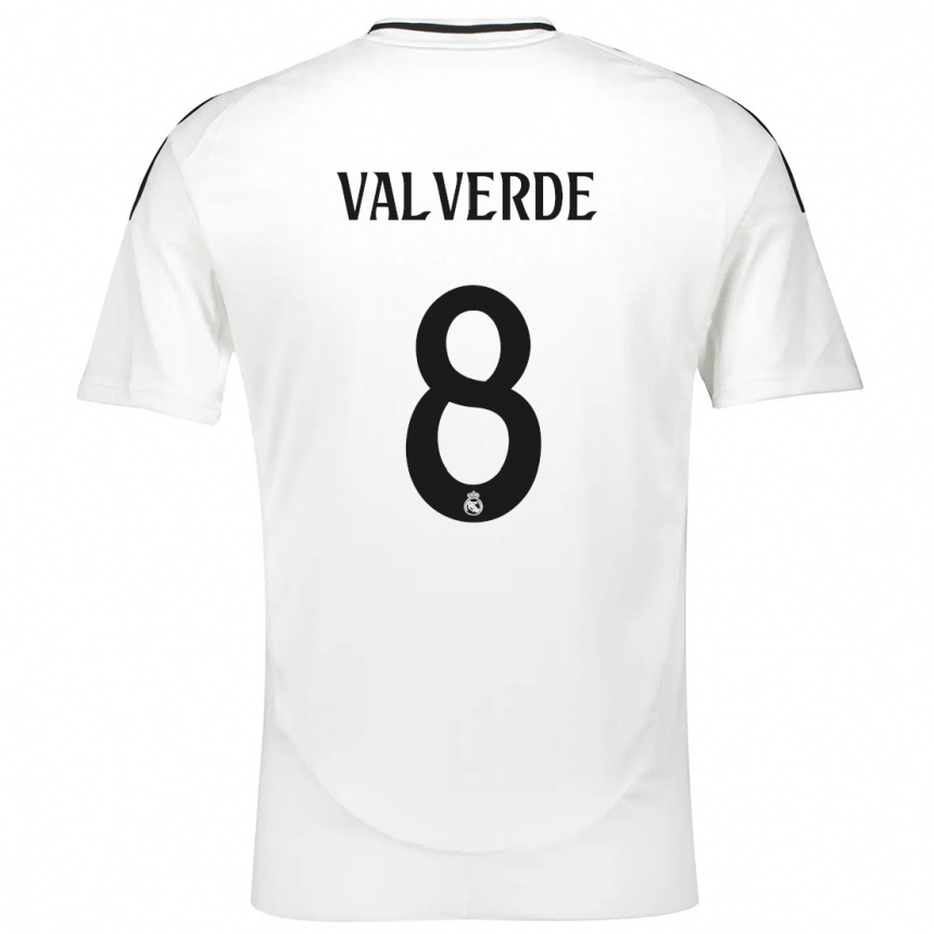 Copil Federico Valverde #8 Alb Acasă Tricou 2024/25 Tricouri