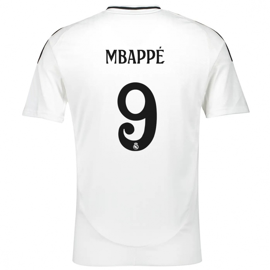 Copil Kylian Mbappe #9 Alb Acasă Tricou 2024/25 Tricouri