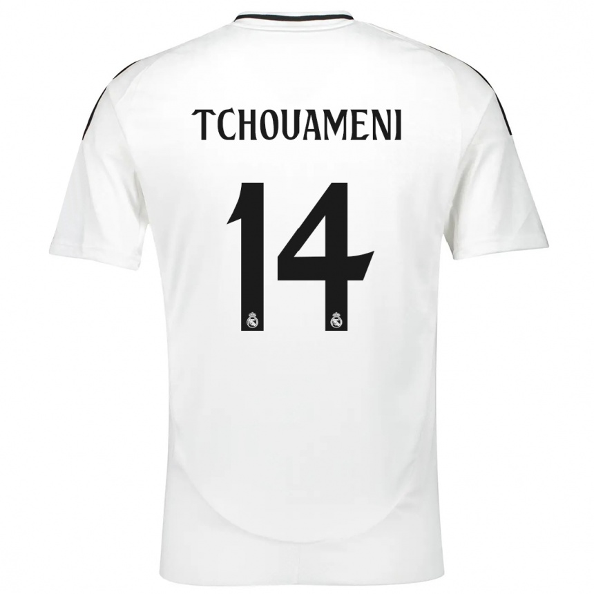 Copil Aurelien Tchouameni #14 Alb Acasă Tricou 2024/25 Tricouri