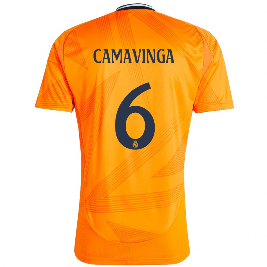 Copil Eduardo Camavinga #6 Portocale Deplasare Tricou 2024/25 Tricouri