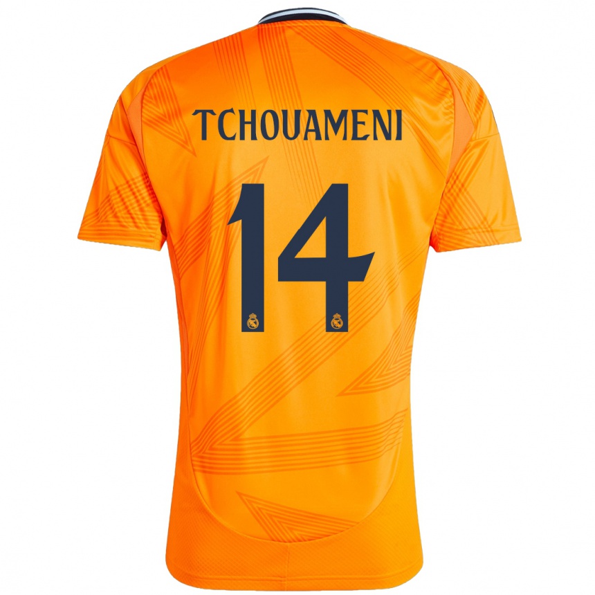 Copil Aurelien Tchouameni #14 Portocale Deplasare Tricou 2024/25 Tricouri