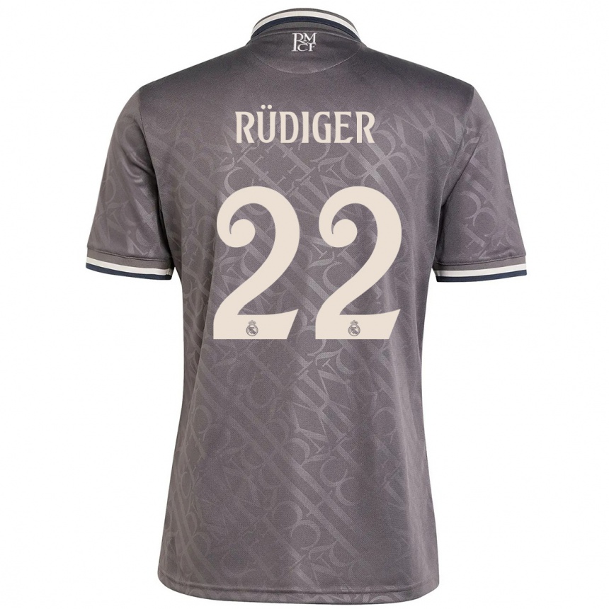 Copil Antonio Rudiger #22 Cărbune A Treia Trusă Tricou 2024/25 Tricouri