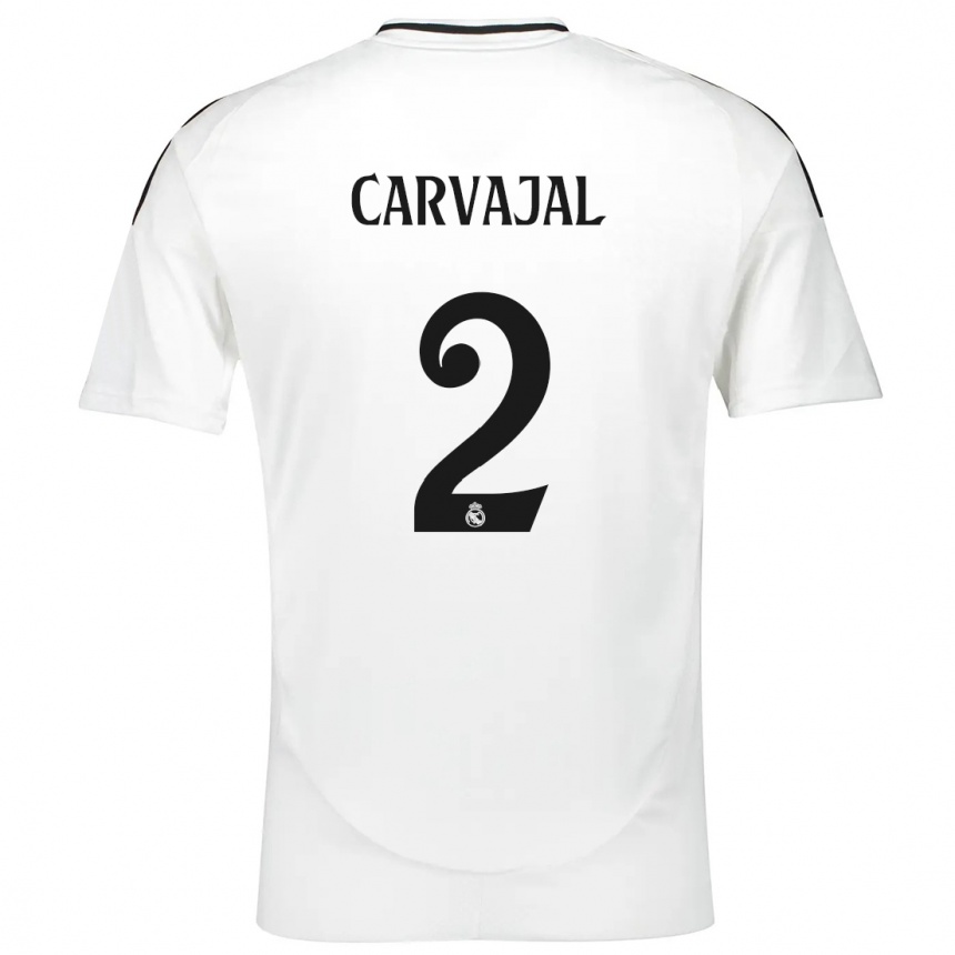 Bărbați Daniel Carvajal #2 Alb Acasă Tricou 2024/25 Tricouri