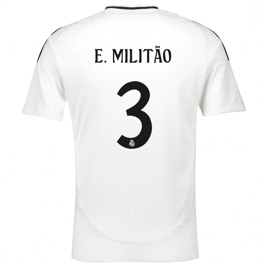 Bărbați Eder Militao #3 Alb Acasă Tricou 2024/25 Tricouri