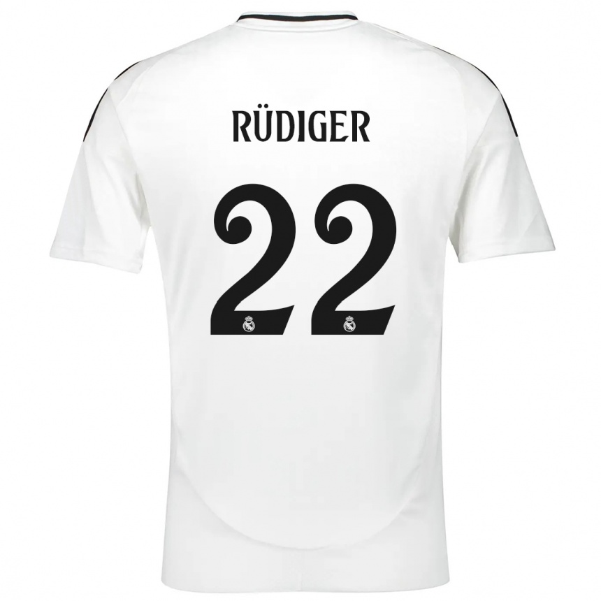 Bărbați Antonio Rudiger #22 Alb Acasă Tricou 2024/25 Tricouri